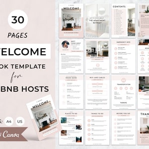 Welcome Book Template, Airbnb Host Bundle, Vacation Rental Welcome Book, VRBO Welcome Book, Editable Canav Airbnb Guest Book, House Manual