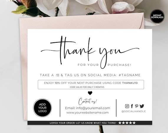 Free printable business Thank You postcard templates