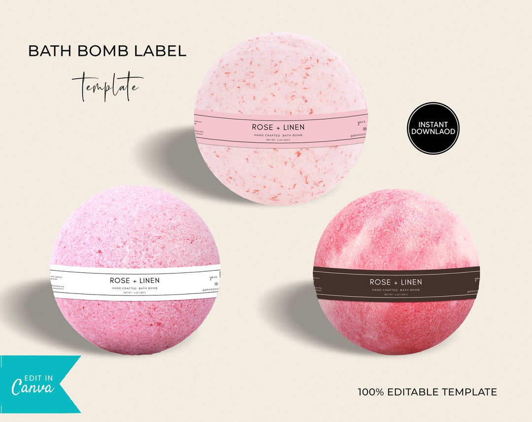 Editable Bath Bomb Label Template, Printable Bath Bomb Label Packaging