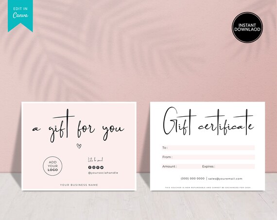 Gift Certificate Template Printable Gift Voucher Template | Etsy