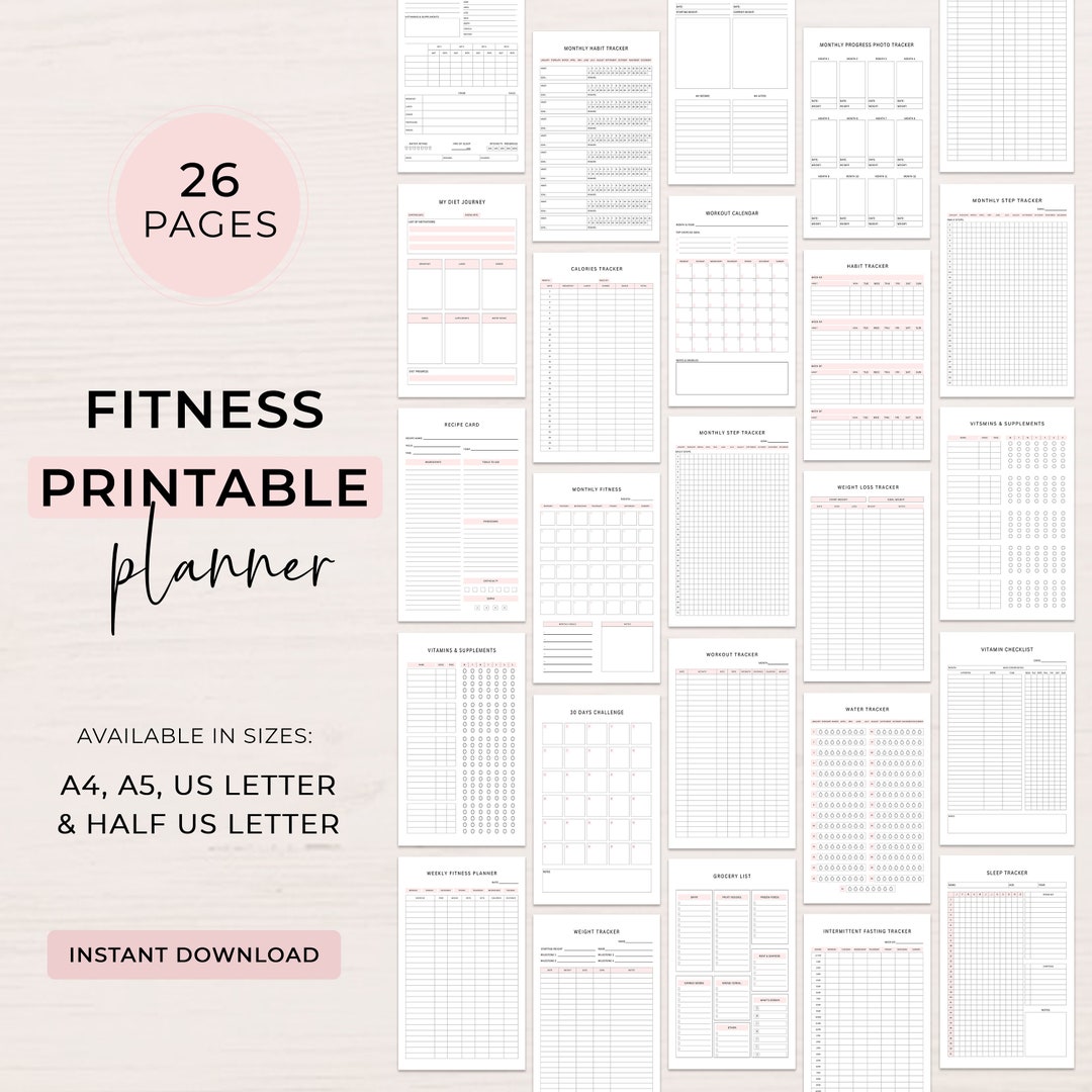 Ultimate Fitness Planner Bundle Fitness Journal Printable - Etsy