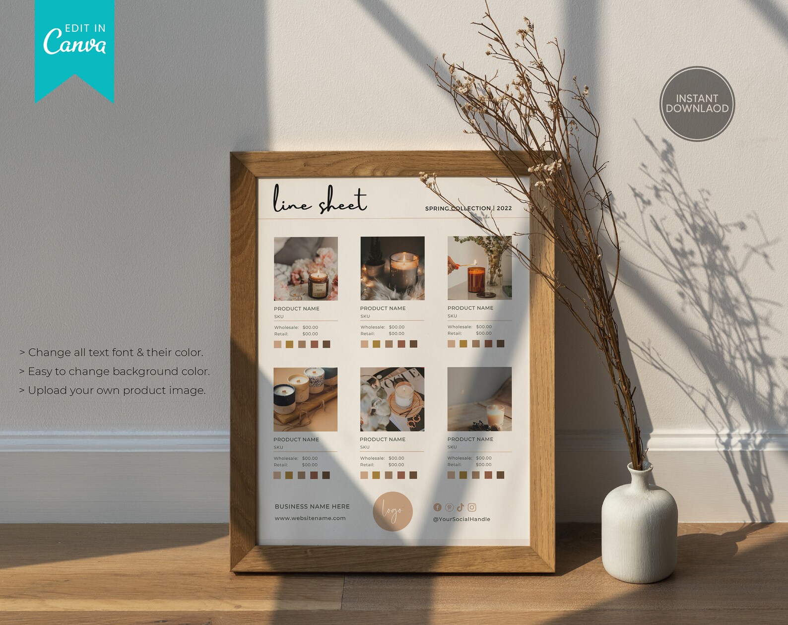 Candle Line Sheet for Wholesale Editable Price List Template Etsy