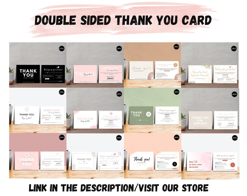 PRINTABLE Thank You Cards Business Template Etsy Small Etsy