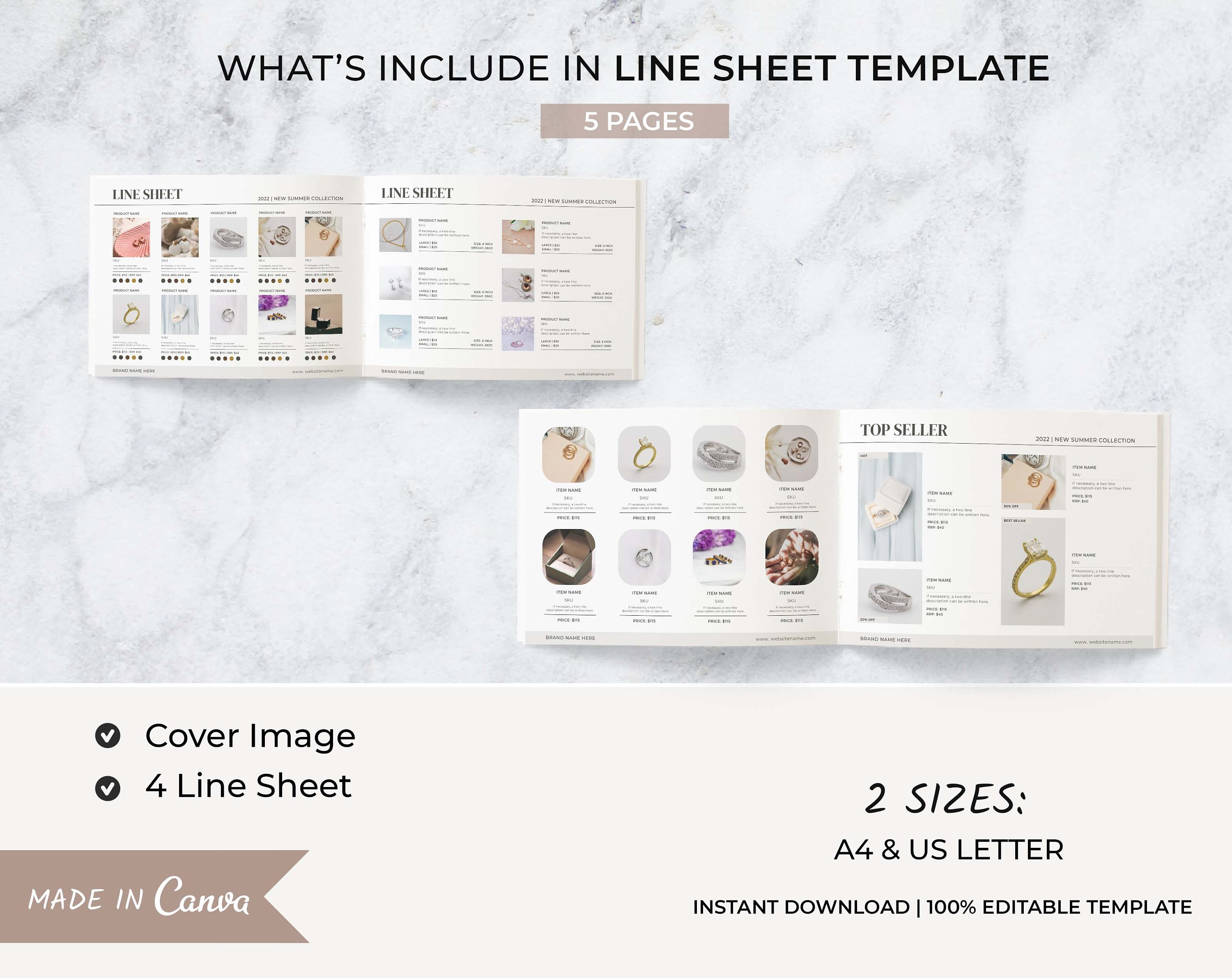 Jewelry Line Sheet Template Canva Wholesale Linesheet Etsy Australia