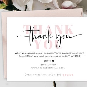 Printable Thank You Cards Business Template | Poshmark Small Business Thank You For Your Purchase | Editable Customer Packaging Insert Note