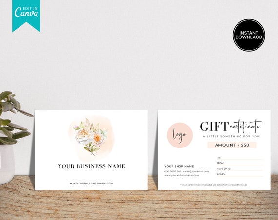 Modern Printable Gift Card Gift Certificate Template Gift - Etsy