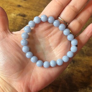 Celestial Calm Angelit Kristall Armband 8 mm Perlen Frieden • Intuition • Göttliche Verbindung