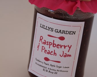 Raspberry and Peach Jam - Generous 375ml jars