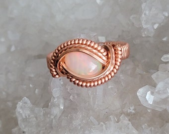 Custom Made to Size- Ethiopian Opal Ring- Wire Wrapped Ring