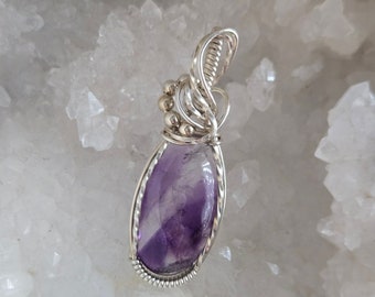 Amethyst in Sterling Silver- Wire Wrapped Pendant
