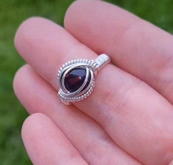 Custom Made to Size- Smoked Ethiopian Opal Ring- Wire Wrapped Ring
