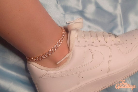 Cuban link anklet silver deals