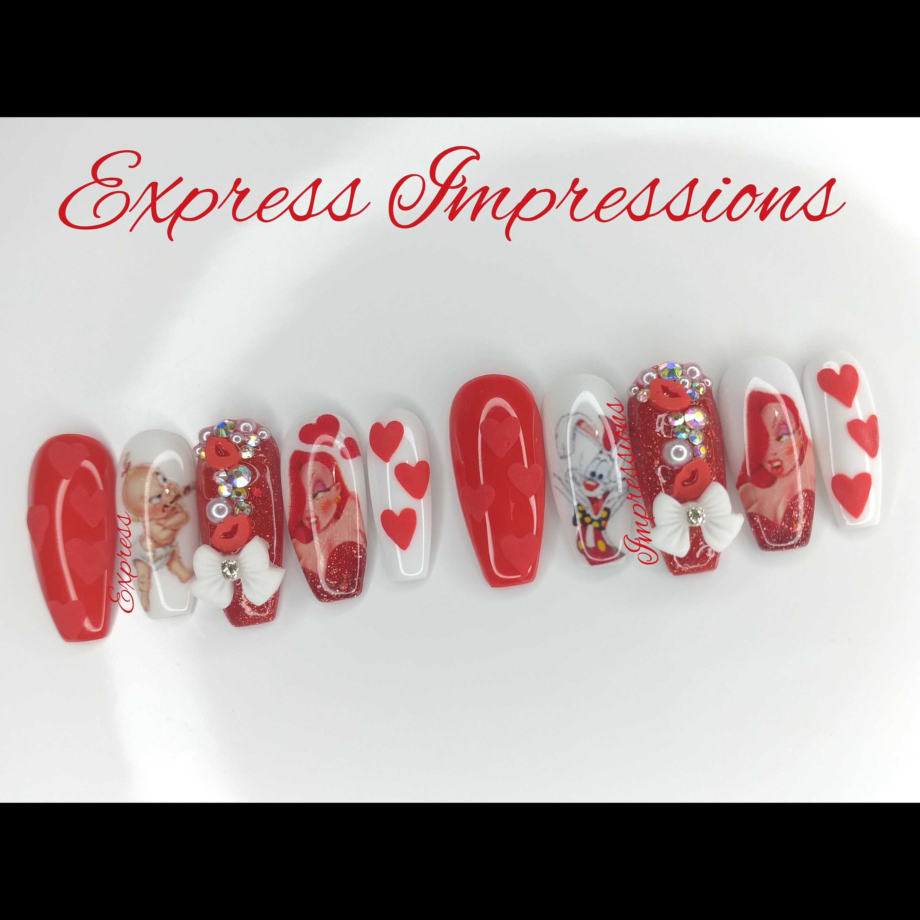 Jessica Rabbit Press on Nails, Valentine's Day Inspired Nails, V Day ...