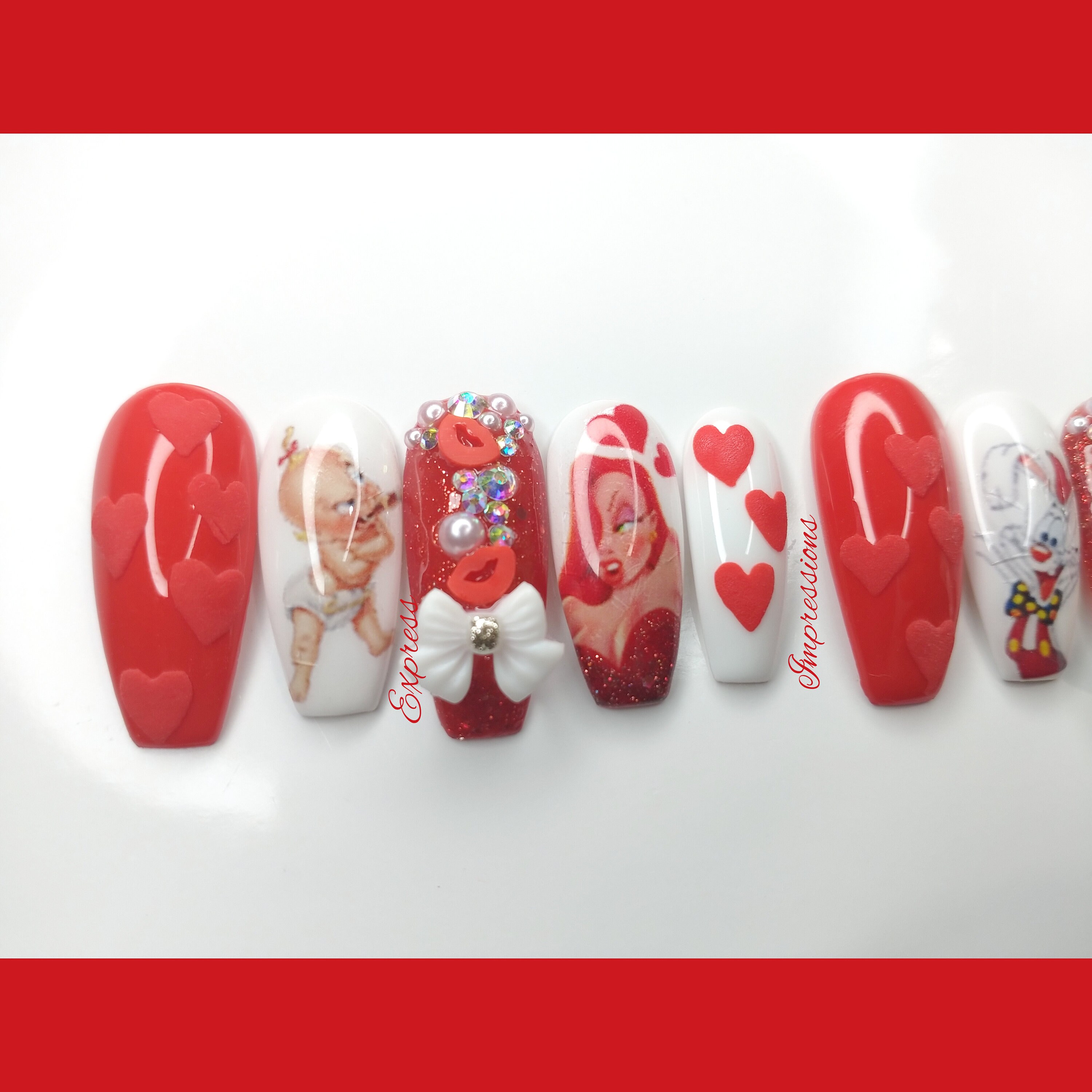 Jessica Rabbit Press on Nails, Valentine's Day Inspired Nails, V Day ...