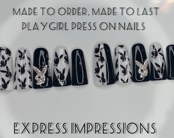 Playgirl Press On Nails|Bunny Nails|Black Nails|White Nails|Duck Nails|Duck Press On Nails|Black Press On Nails|3d Press On Nails|Bling Nail