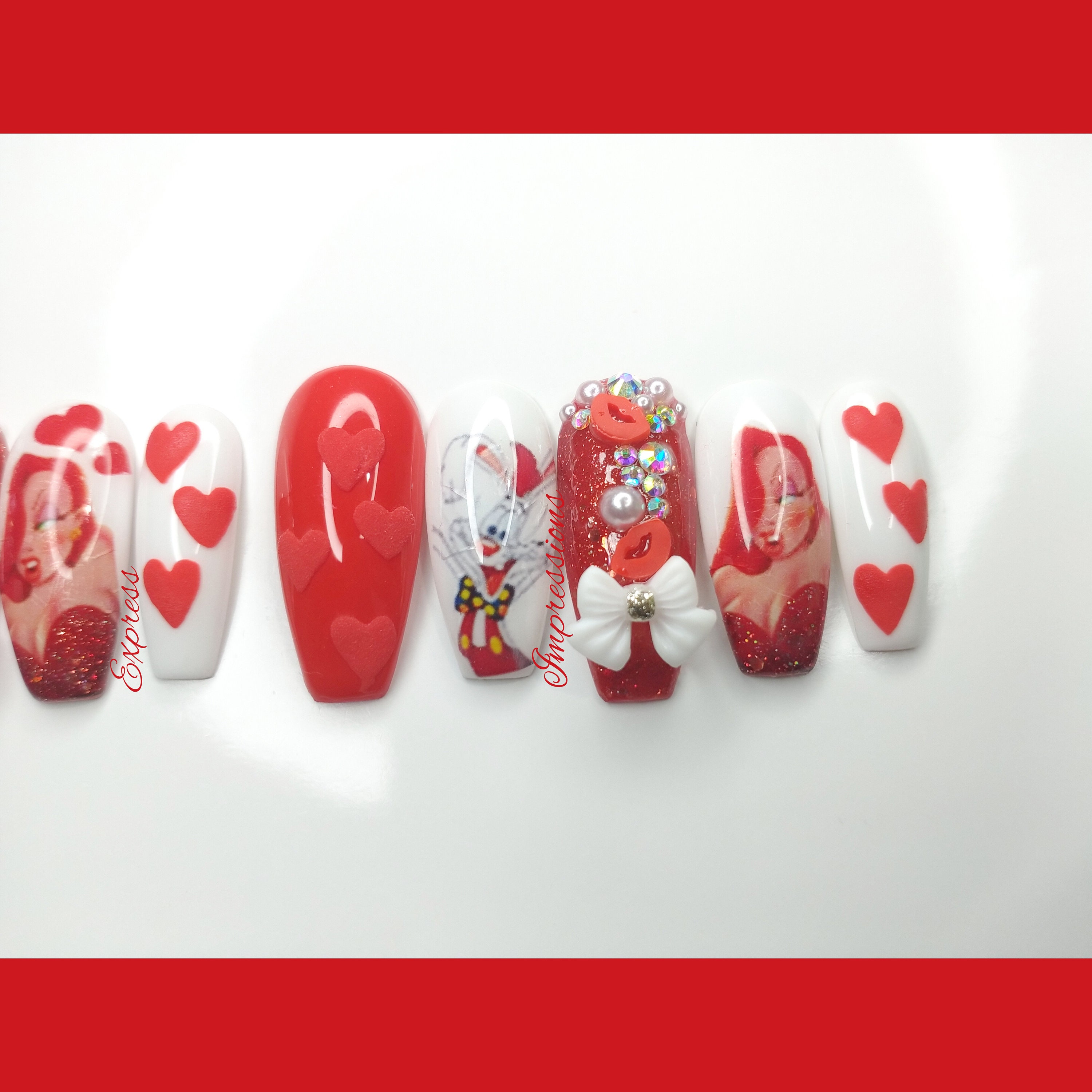 Jessica Rabbit Press on Nails, Valentine's Day Inspired Nails, V Day ...