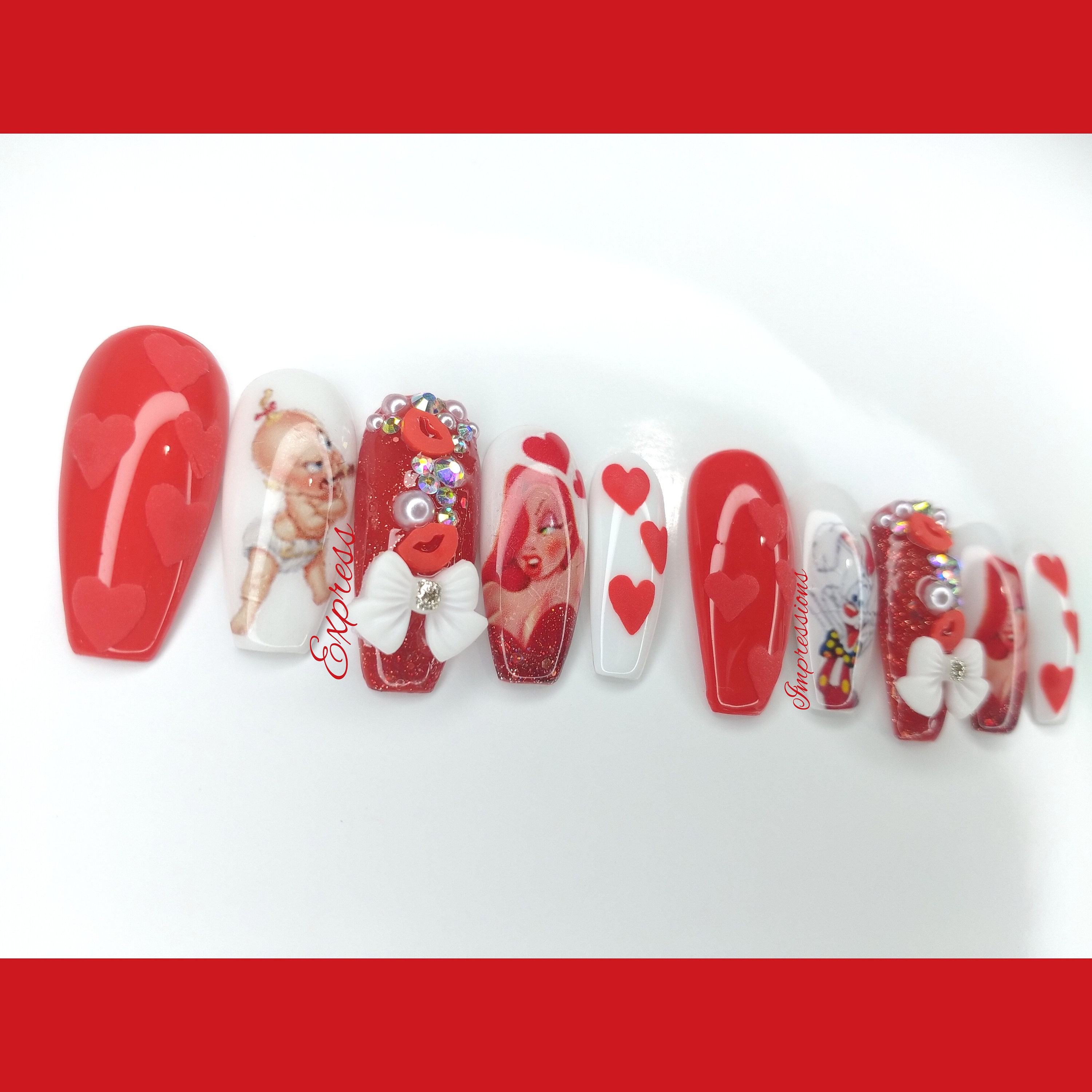Jessica Rabbit Press on Nails, Valentine's Day Inspired Nails, V Day ...