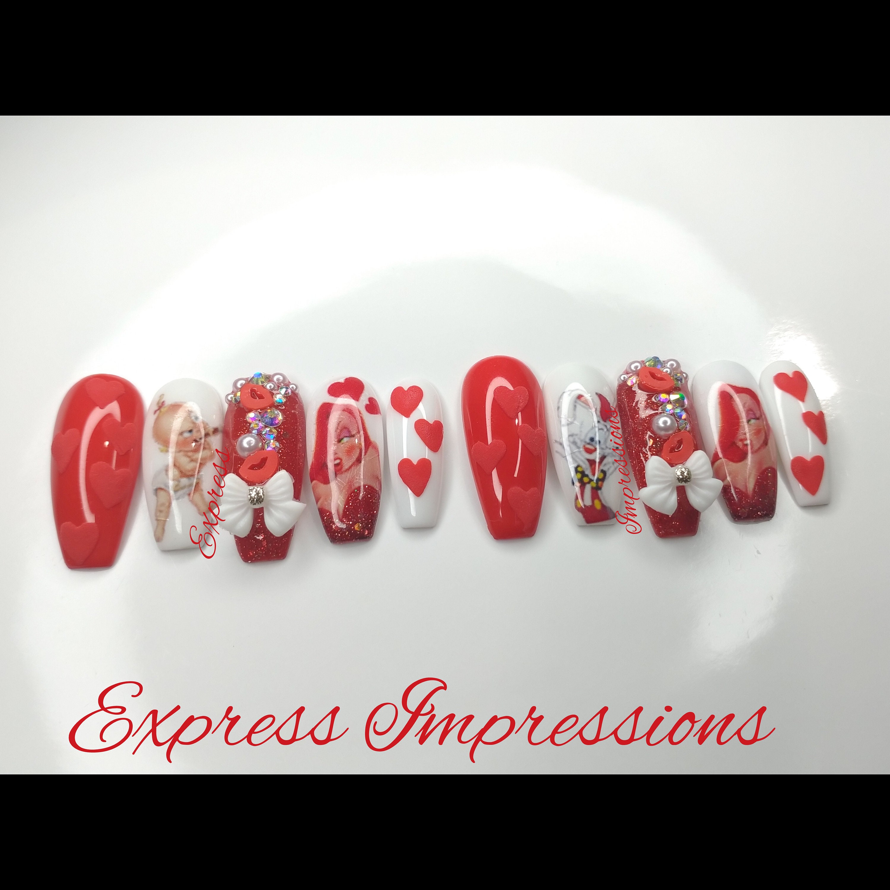 Jessica Rabbit Press on Nails, Valentine's Day Inspired Nails, V Day ...