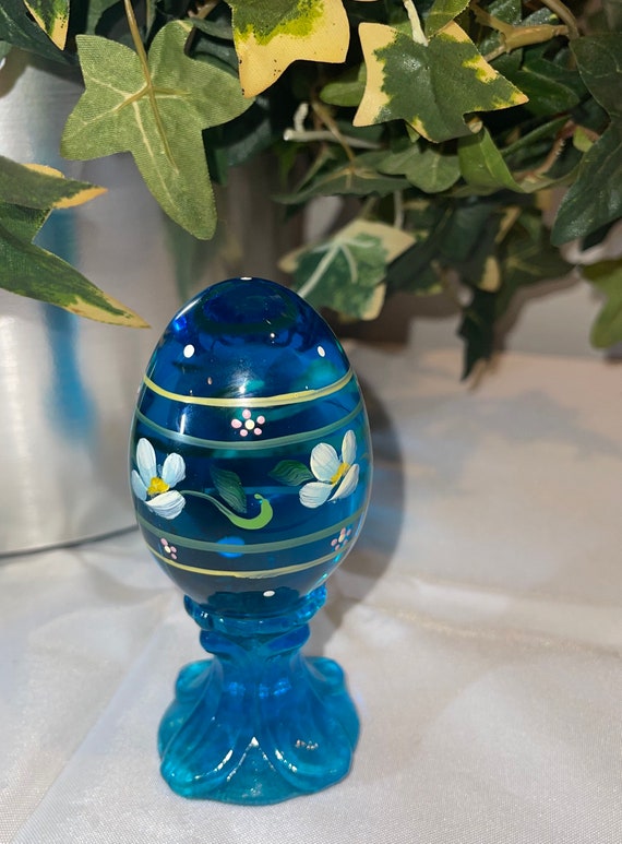 Vintage Fenton Glass/ Vintage Fenton Glass Egg/ Hand Painted Etsy