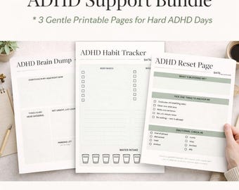 ADHD Planner Printable Bundle | Brain Dump, Habit Tracker (Instant Download)