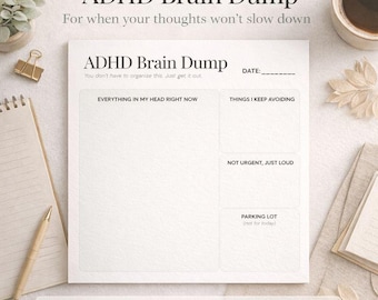 ADHD Brain Dump Printable | Mental Reset, Overwhelmed Minds (Instant Download)