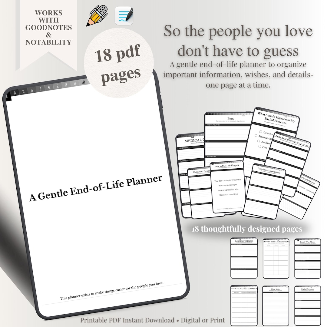 End of Life Planner | Final Wishes Organizer (printable PDF) - Etsy