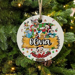 Personalized Mickey & Friends Christmas Ornaments | Disney Ceramic Holiday Decor | Perfect Disney Gifts and Christmas Decor