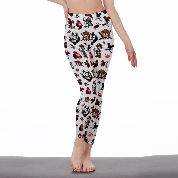 Traje pirata leggings de cintura alta, pantalones de yoga, traje delimitador de Disney / leggings de mujer de vacaciones de Disney