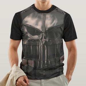 The Punisher-shirt, The Punisher-kostuum-T-shirt, The Punisher-cosplay-shirt geïnspireerd door Daredevil Born Again Disney Halloween-kostuum
