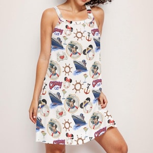 Disney Cruise Dress , Nautical Dress , Mickey & Minnie Sleeveless Dress