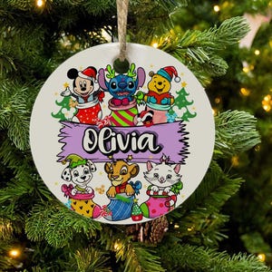 Personalized Mickey & Stitch Christmas Ornaments | Disney Ceramic Holiday Decor | Perfect Disney Gifts and Christmas Decor