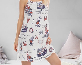 Mickey and Minnie Nautical Disney Cruise Cami Dress | Sail into Style with this Sleeveless Stunner