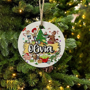 Personalized Toy Story Christmas Ornaments | Disney Kids Ceramic Holiday Decor | Perfect Disney Gifts and Christmas Decor