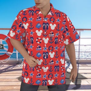 Disney Cruise Hawaiian Shirt , Cotton Hawaiian Shirt , Disney Hawaiian Shirt for Cruises ,Cotton button shi
