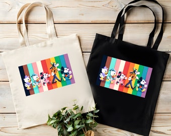 Disney Pride Cotton Canvas Tote Bag - Colorful LGBT Pride Shopping Tote
