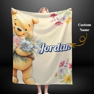 Personalized Winnie the Pooh Blanket: Custom Name, Soft Microfiber
