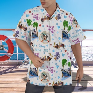 Disney Cruise Hawaiian Shirt , Cotton Hawaiian Shirt , Disney Hawaiian Shirt for Cruises ,Cotton button shi