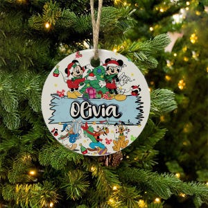 Personalized Mickey & Friends Christmas Ornaments | Disney Ceramic Holiday Decor | Perfect Disney Gifts and Christmas Decor