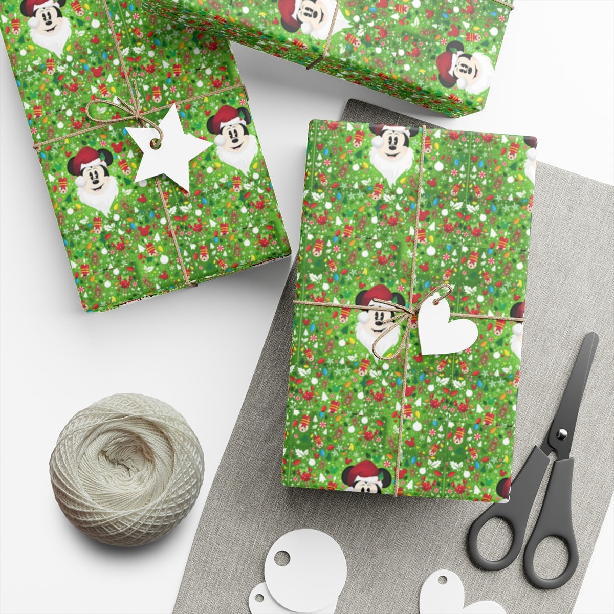 Mickey Christmas Gift Wrap Papers | Santa Claus Gift Wrap / Mickey Mouse  Wrapping Paper Disney Birthday