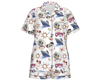 Disney Cruise Women&#39;s Pajama Set - Matching Family Disney Pajamas - Short Sleeve Silky Comfort