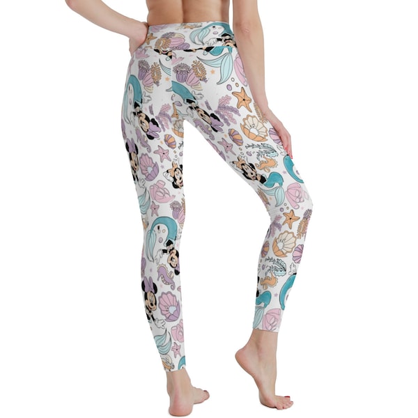 Pantalones de yoga Minnie Mermaid / Ropa de entrenamiento de maratón de fitness / Run Disney Stretchable Leggings / Disneyland Yoga Pants