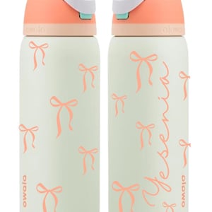 Coquette bows 32 oz Owala bottle Personalized- Peach bows