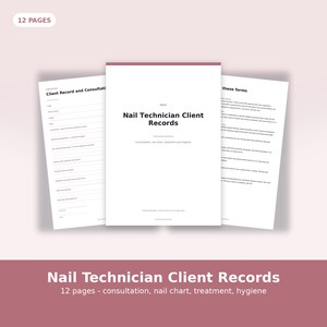 Nagelteknologs klientjournaler, konsultation, behandlingslogg, hygienformulär (digital nedladdning)
