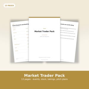 Market Trader Planner Pack, Craft Fair Costings, Stock Sheets, Pitch Layout (Digital Download)