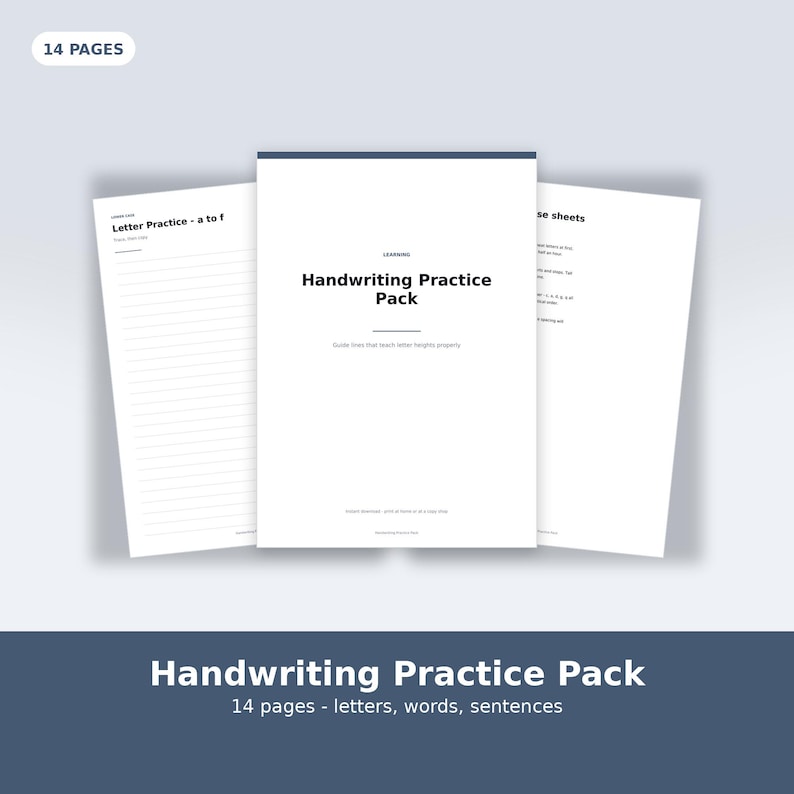 Handwriting Practice Pack, Letter Tracing, Alphabet Sheets (digital ...