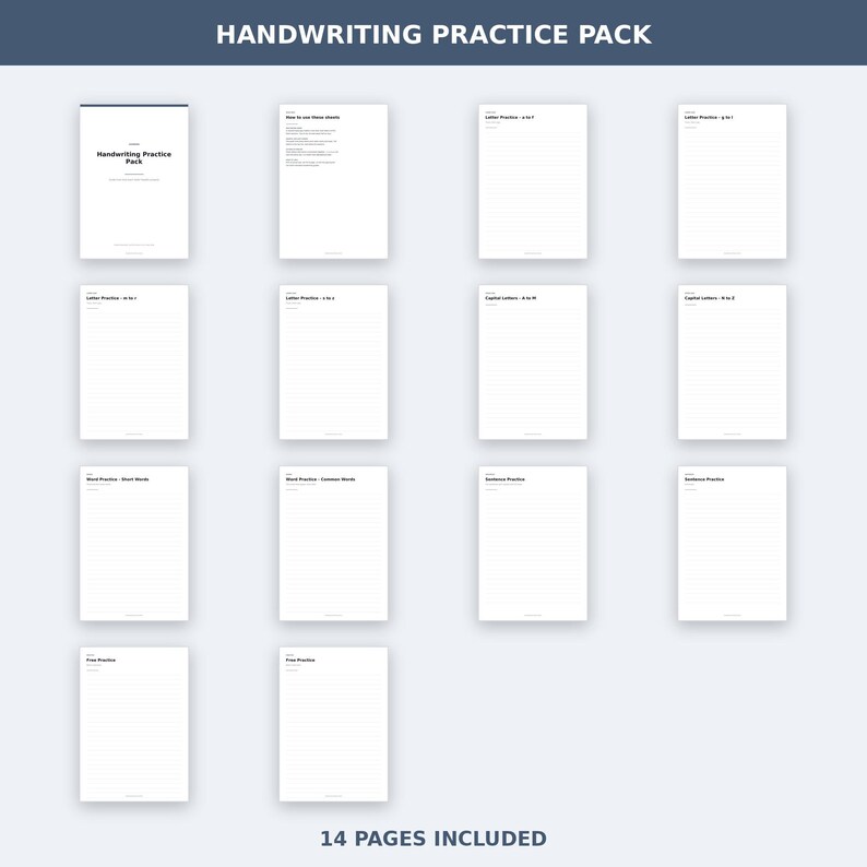 Handwriting Practice Pack, Letter Tracing, Alphabet Sheets (digital ...