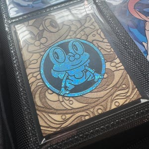 Custom Froakie Coin Holder Insert | Laser Engraved Basswood TCG Binder Page Accessory