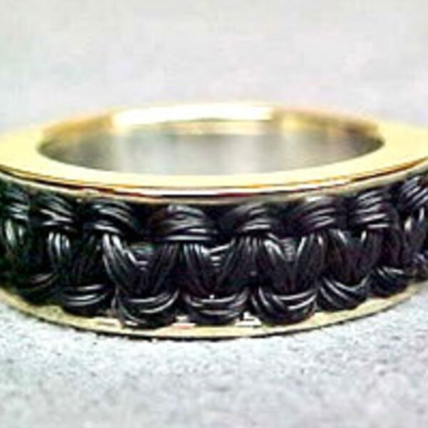 Woven Horsehair Wide Band in Gold or Silver