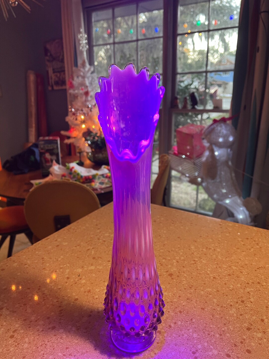 Fenton Plum Opalescent Swung Vase 14 Tall Etsy