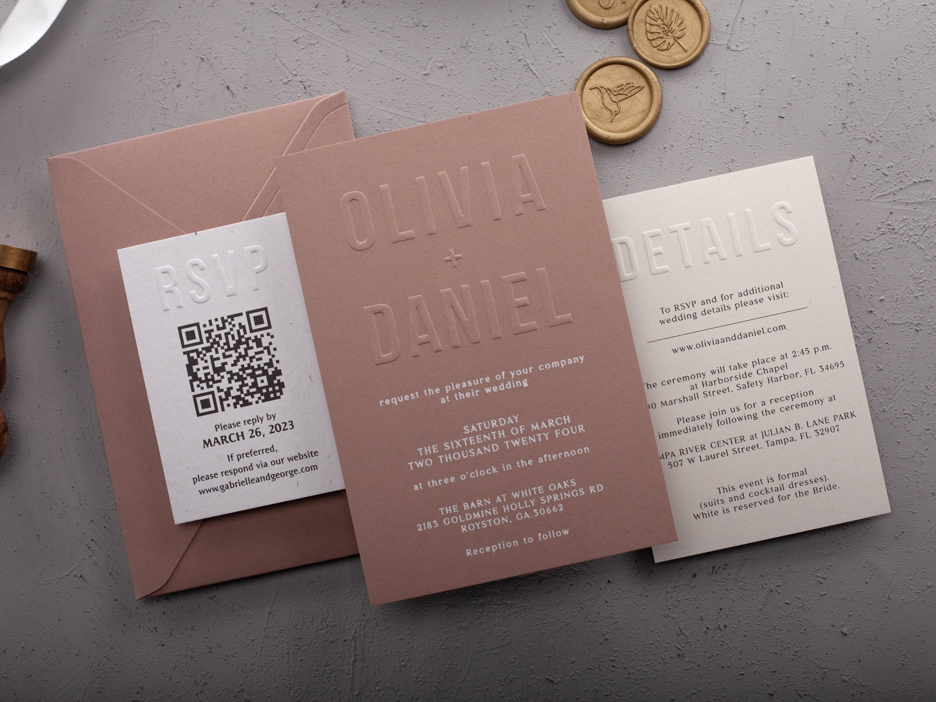 Blind Embossed Wedding Invitation